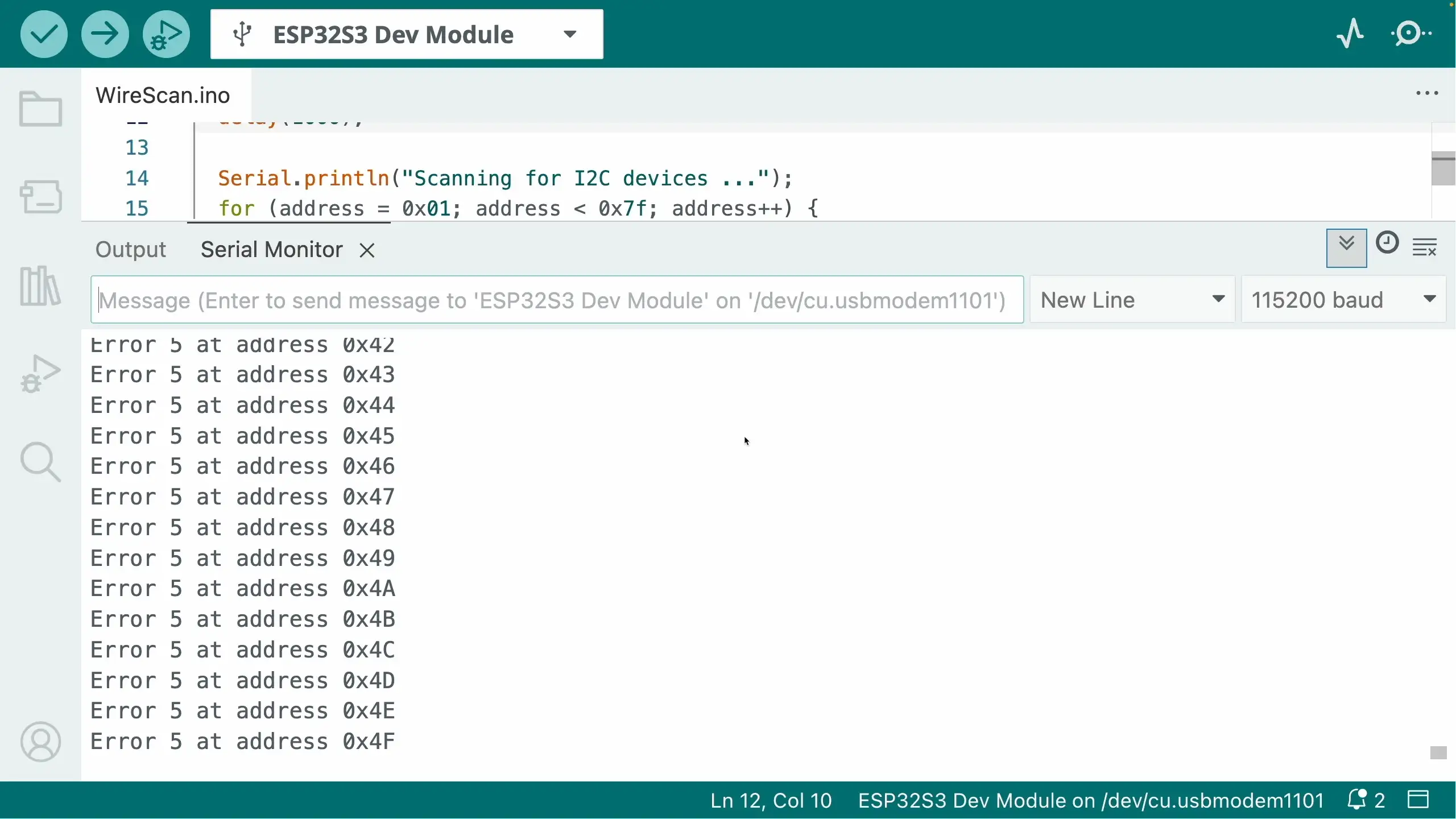 I2C Scanner Shows Nothing