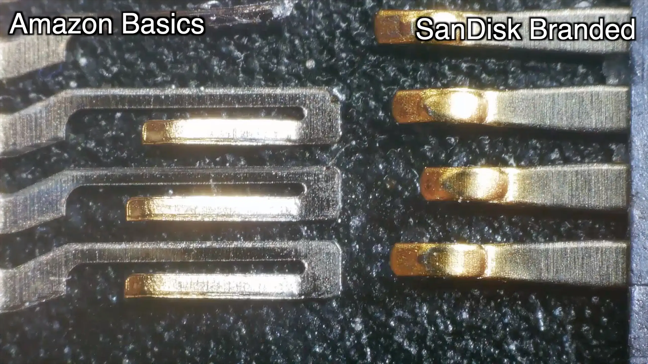 Close-up of the spring contacts