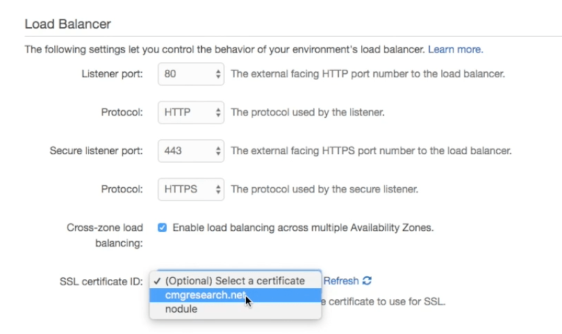 Enable HTTPS on the load balancer